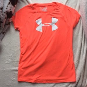 Neon orange under armour shirt